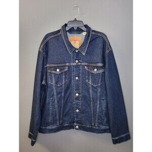 NWT Levi's Denim Jean Trucker Jacket Men's‎ 2XL Blue Dark Wash Standard Fit